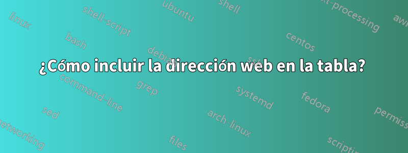 ¿Cómo incluir la dirección web en la tabla?