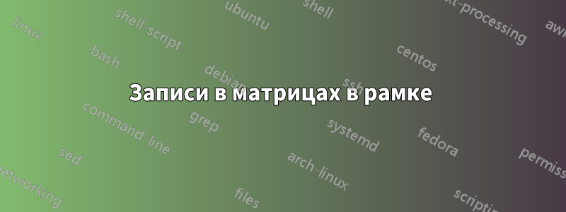 Записи в матрицах в рамке