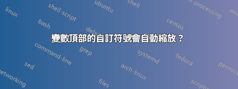 變數頂部的自訂符號會自動縮放？