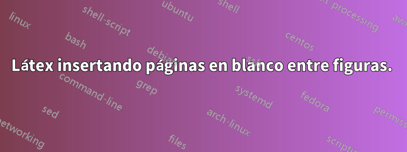 Látex insertando páginas en blanco entre figuras.