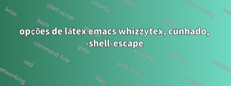 opções de látex emacs whizzytex, cunhado, -shell-escape