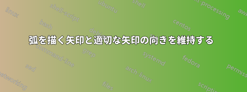 弧を描く矢印と適切な矢印の向きを維持する 