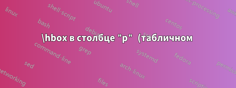 \hbox в столбце "p" (табличном) разрушает макет строки