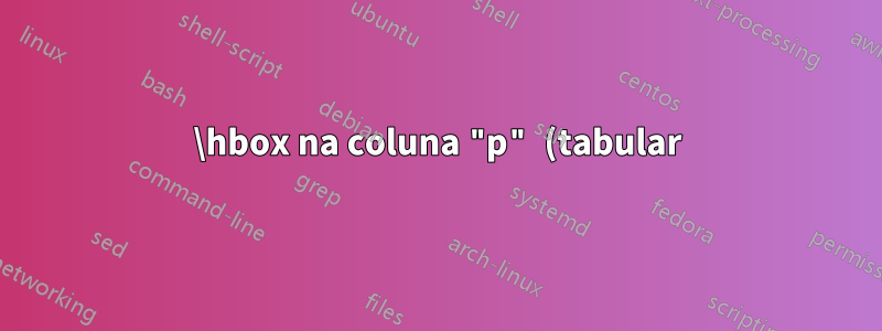 \hbox na coluna "p" (tabular) destrói o layout da linha