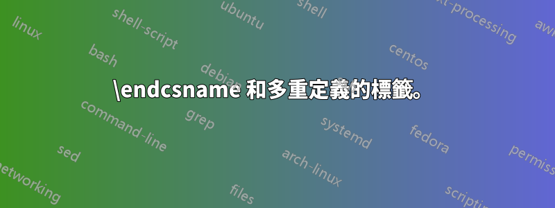 \endcsname 和多重定義的標籤。 