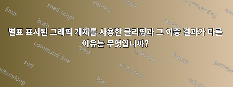 별표 표시된 그래픽 개체를 사용한 클리핑과 그 이중 결과가 다른 이유는 무엇입니까?