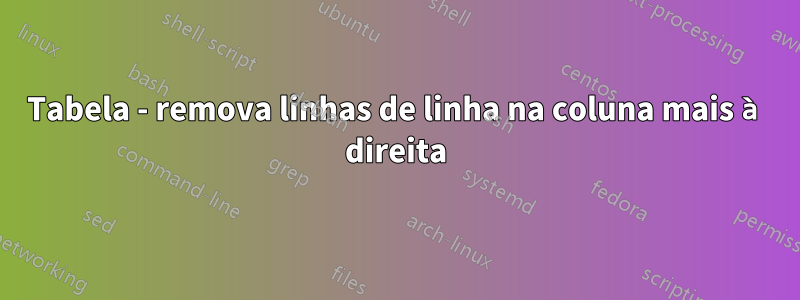 Tabela - remova linhas de linha na coluna mais à direita