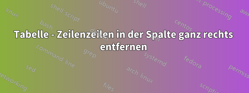 Tabelle - Zeilenzeilen in der Spalte ganz rechts entfernen