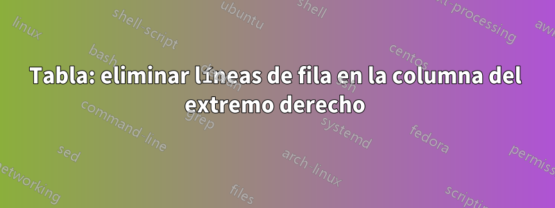 Tabla: eliminar líneas de fila en la columna del extremo derecho