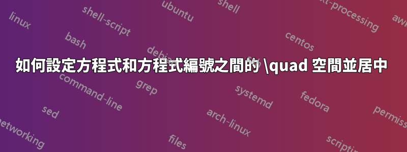 如何設定方程式和方程式編號之間的 \quad 空間並居中