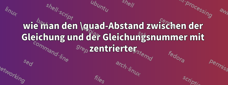 wie man den \quad-Abstand zwischen der Gleichung und der Gleichungsnummer mit zentrierter