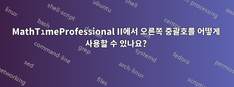 MathTımeProfessional II에서 오른쪽 중괄호를 어떻게 사용할 수 있나요?