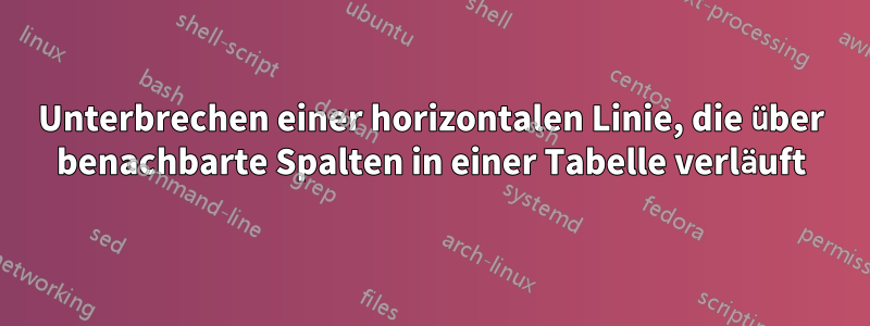 Unterbrechen einer horizontalen Linie, die über benachbarte Spalten in einer Tabelle verläuft