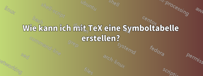 Wie kann ich mit TeX eine Symboltabelle erstellen?