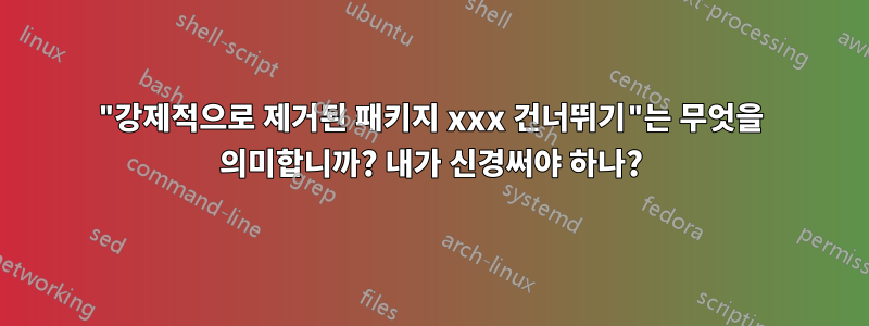 "강제적으로 제거된 패키지 xxx 건너뛰기"는 무엇을 의미합니까? 내가 신경써야 하나?