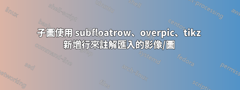 子圖使用 subfloatrow、overpic、tikz 新增行來註解匯入的影像/圖