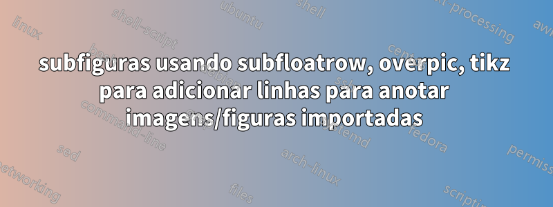 subfiguras usando subfloatrow, overpic, tikz para adicionar linhas para anotar imagens/figuras importadas