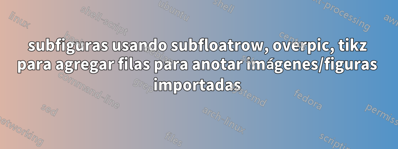 subfiguras usando subfloatrow, overpic, tikz para agregar filas para anotar imágenes/figuras importadas