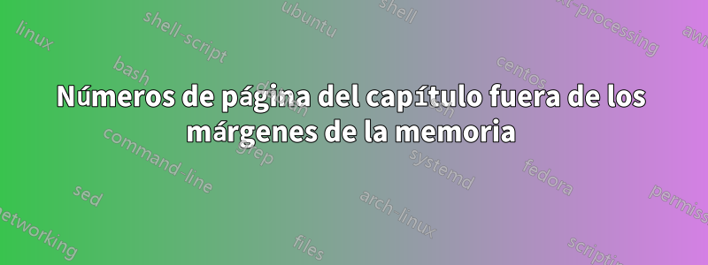 Números de página del capítulo fuera de los márgenes de la memoria