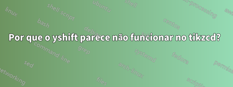 Por que o yshift parece não funcionar no tikzcd? 