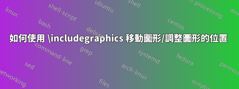 如何使用 \includegraphics 移動圖形/調整圖形的位置