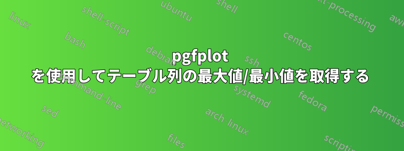 pgfplot を使用してテーブル列の最大値/最小値を取得する