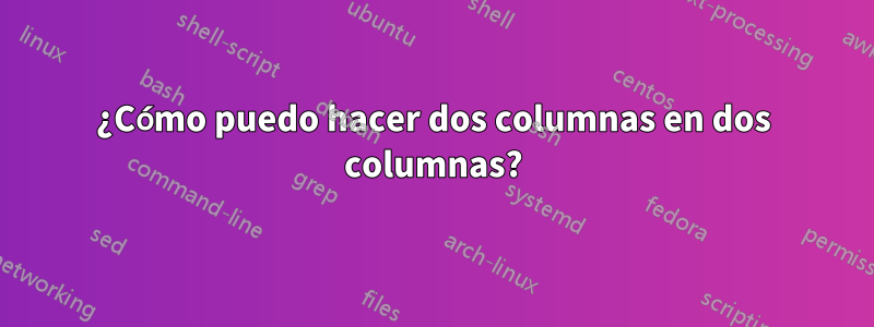 ¿Cómo puedo hacer dos columnas en dos columnas?