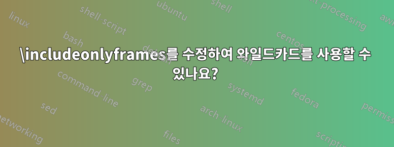 \includeonlyframes를 수정하여 와일드카드를 사용할 수 있나요?