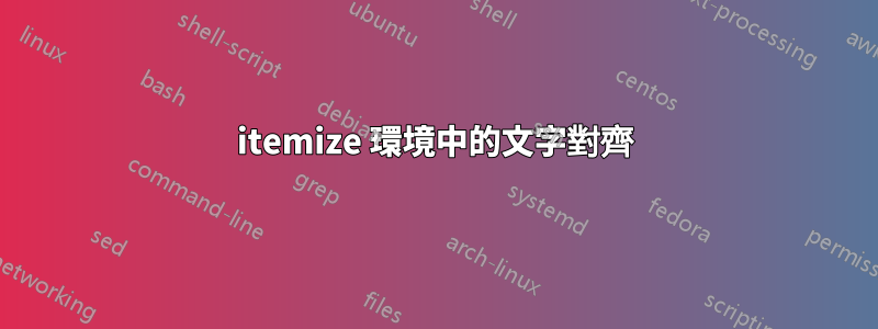 itemize 環境中的文字對齊