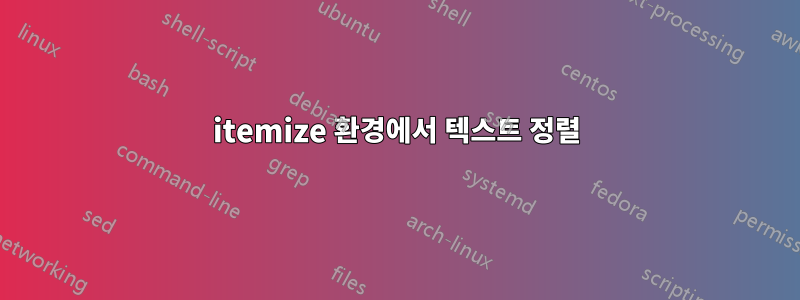 itemize 환경에서 텍스트 정렬