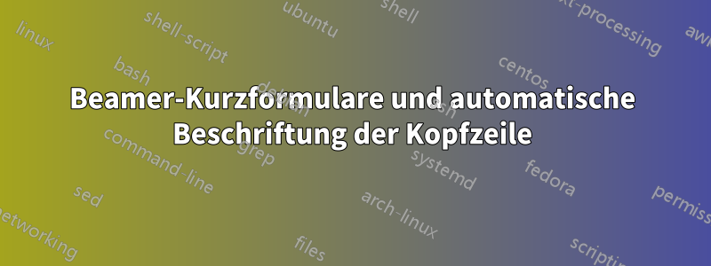 Beamer-Kurzformulare und automatische Beschriftung der Kopfzeile