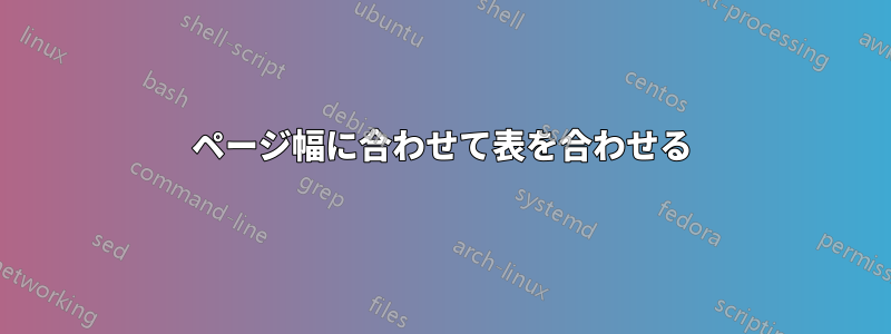 ページ幅に合わせて表を合わせる