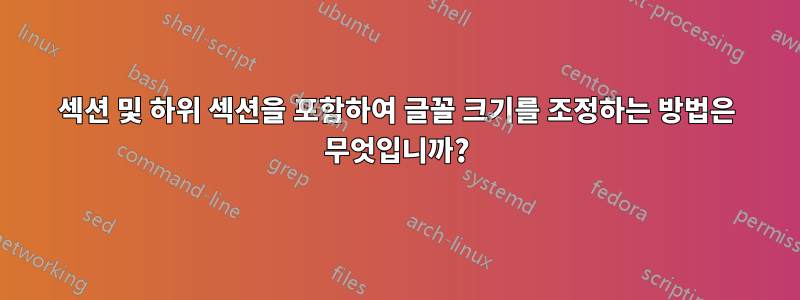 섹션 및 하위 섹션을 포함하여 글꼴 크기를 조정하는 방법은 무엇입니까?