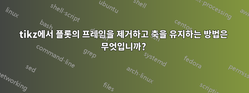 tikz에서 플롯의 프레임을 제거하고 축을 유지하는 방법은 무엇입니까?