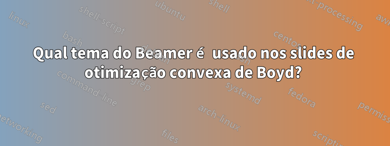 Qual tema do Beamer é usado nos slides de otimização convexa de Boyd?