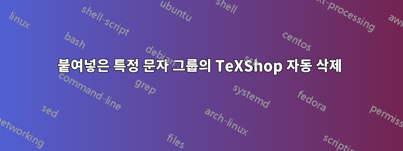 붙여넣은 특정 문자 그룹의 TeXShop 자동 삭제