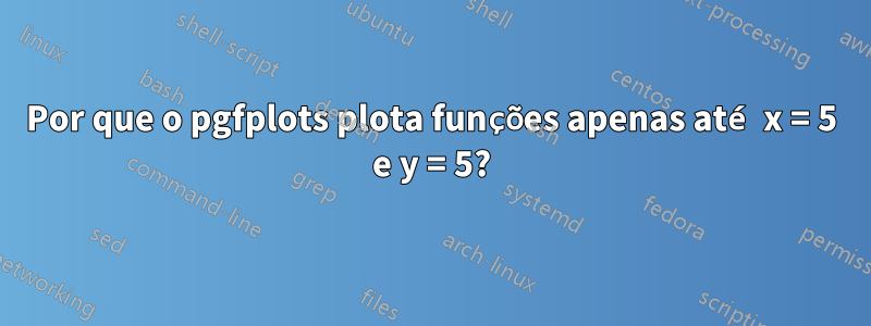 Por que o pgfplots plota funções apenas até x = 5 e y = 5?