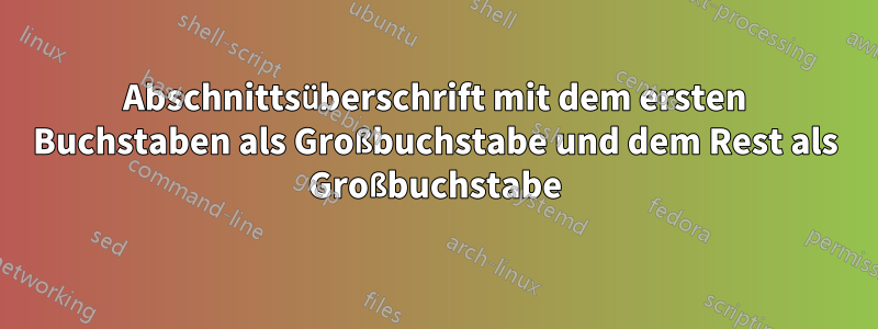 Abschnittsüberschrift mit dem ersten Buchstaben als Großbuchstabe und dem Rest als Großbuchstabe