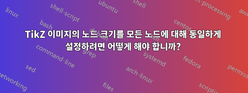 TikZ 이미지의 노드 크기를 모든 노드에 대해 동일하게 설정하려면 어떻게 해야 합니까?