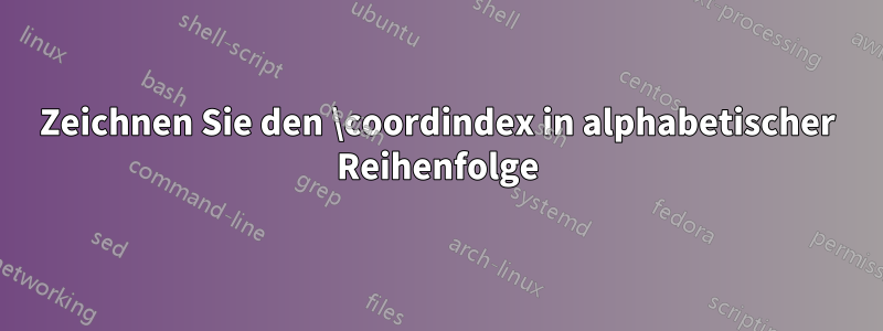 Zeichnen Sie den \coordindex in alphabetischer Reihenfolge