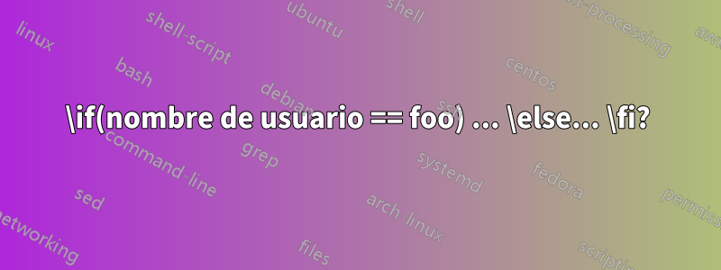 \if(nombre de usuario == foo) ... \else... \fi?