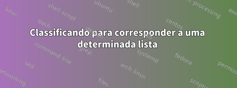 Classificando para corresponder a uma determinada lista