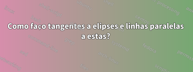 Como faço tangentes a elipses e linhas paralelas a estas?