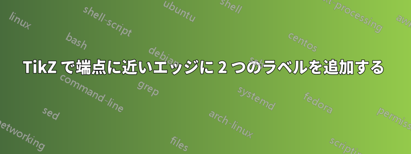 TikZ で端点に近いエッジに 2 つのラベルを追加する