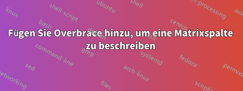 Fügen Sie Overbrace hinzu, um eine Matrixspalte zu beschreiben