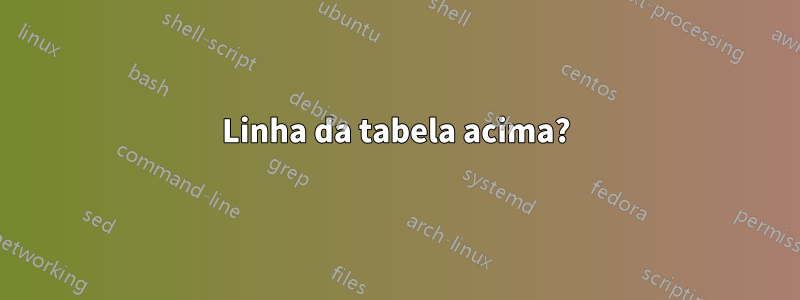 Linha da tabela acima?