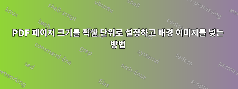 PDF 페이지 크기를 픽셀 단위로 설정하고 배경 이미지를 넣는 방법