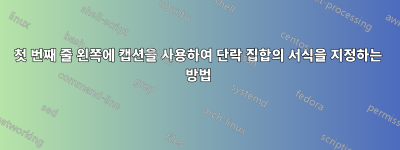 첫 번째 줄 왼쪽에 캡션을 사용하여 단락 집합의 서식을 지정하는 방법