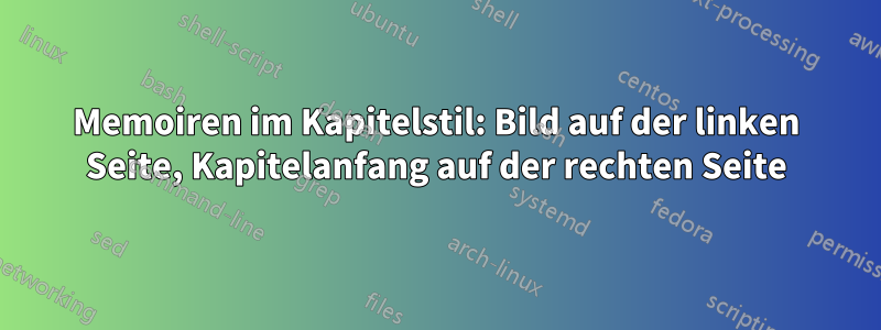 Memoiren im Kapitelstil: Bild auf der linken Seite, Kapitelanfang auf der rechten Seite