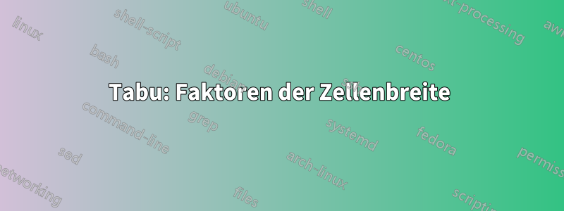 Tabu: Faktoren der Zellenbreite